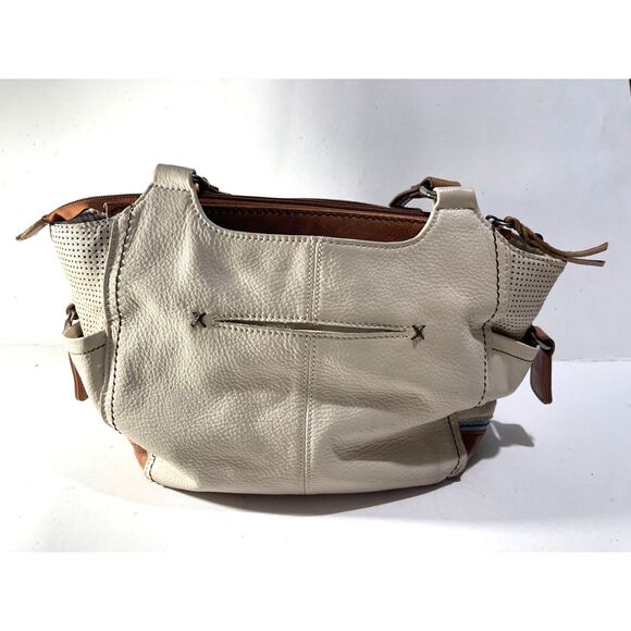 The Sack  genuine leather shoulder Bag neutral beige mid size boho women - Picture 11 of 13